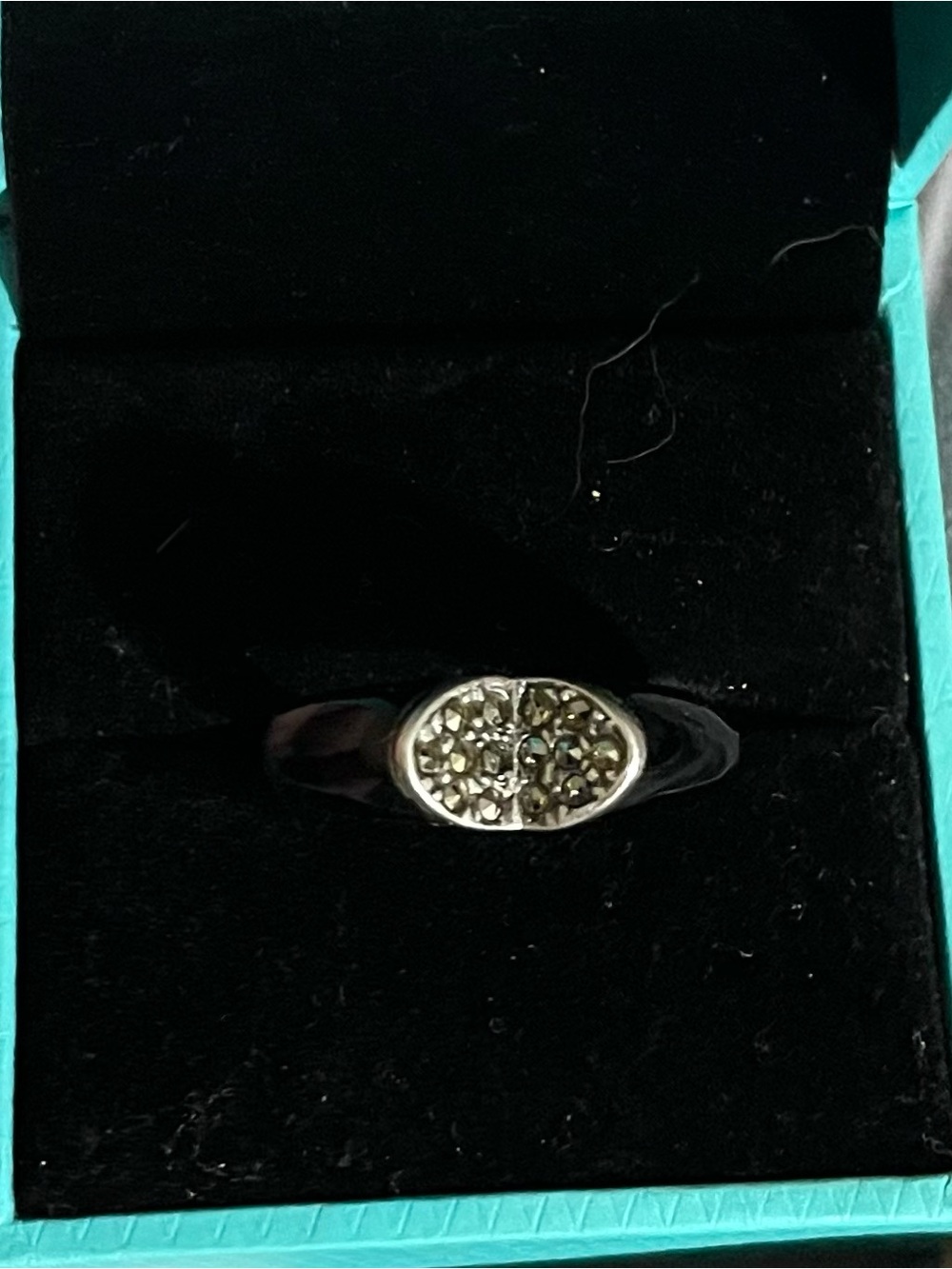 Vintage Black Onyx and Marcasite Band Ring